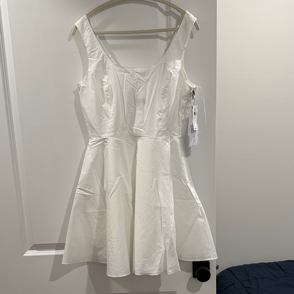1 State White Mini Dress Womens Medium Fit Flare Sleeveless Summer NWT - Picture 2 of 5